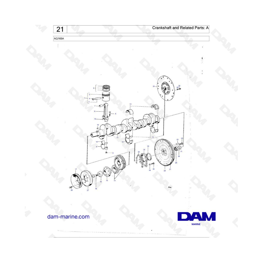 Volvo Penta AQ165A - Crankshaft & related parts: A 