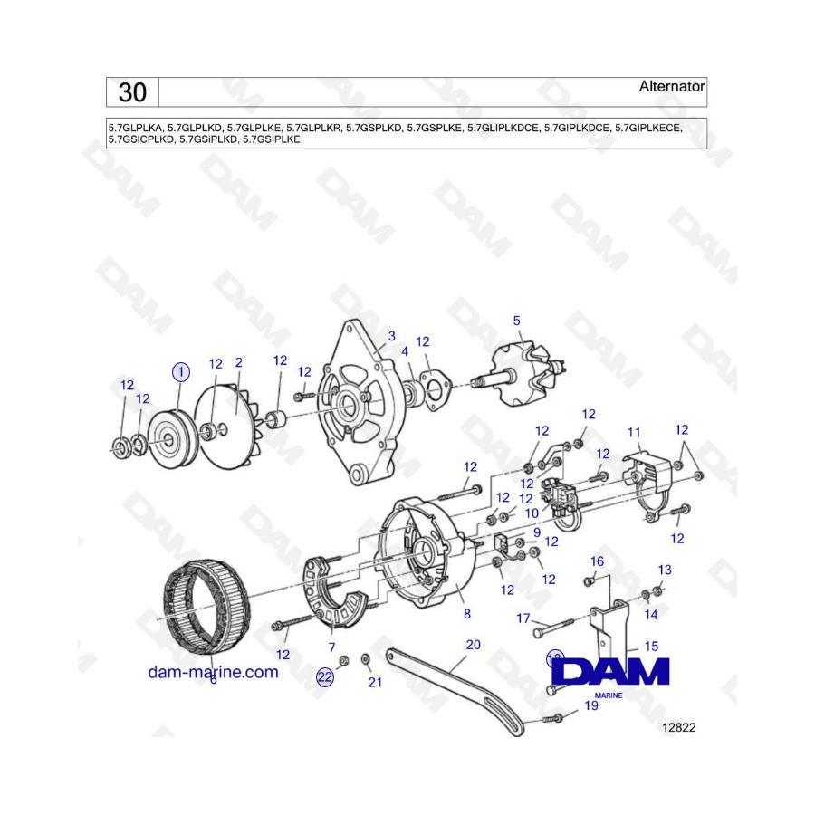 Volvo Penta 5.7L GL - Alternator 