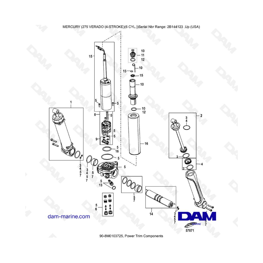 Mercury Verado 275 (SN2B144123 & ) - Power trim components