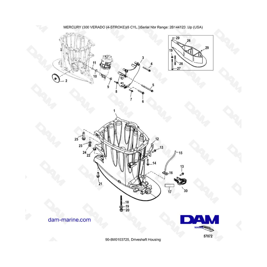 Mercury Verado 300 (SN2B144123 & ) - Driveshaft housing