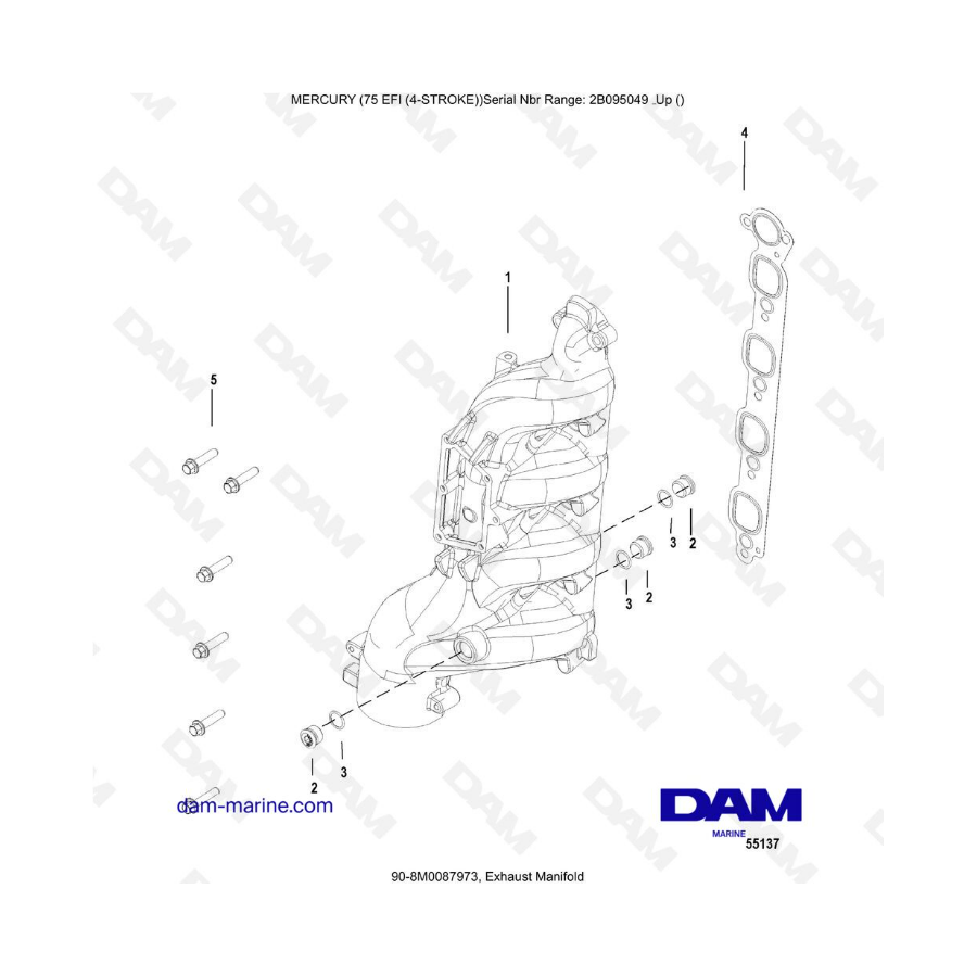 Mercury 75 EFI - Exhaust manifold Mercury 75 EFI - Exhaust manifold