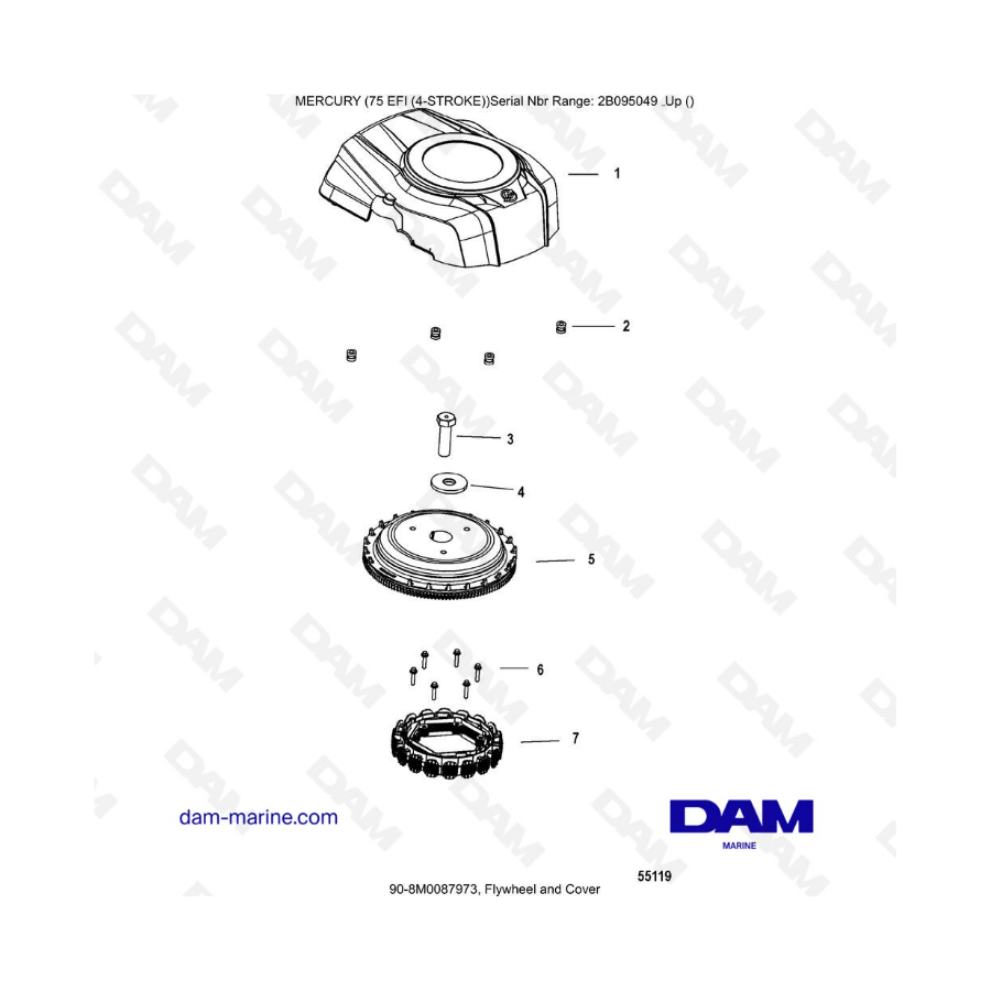 Mercury 75 EFI - Flywheel & cover Mercury 75 EFI - Flywheel & cover