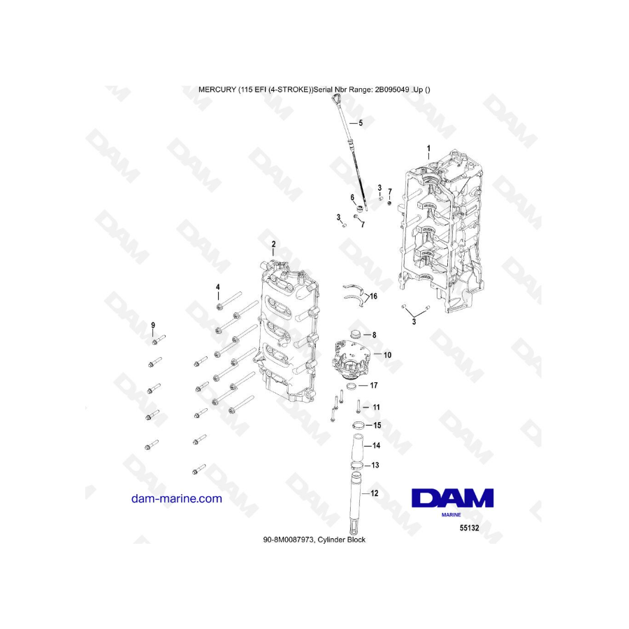 Mercury 115 EFI - Cylinder Block Mercury 115 EFI - Cylinder Block