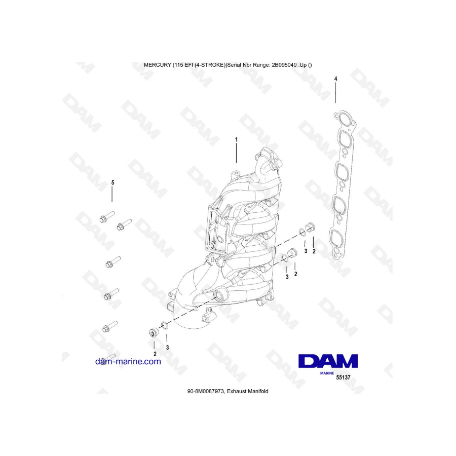 Mercury 115 EFI - Exhaust Manifold Mercury 115 EFI - Exhaust Manifold