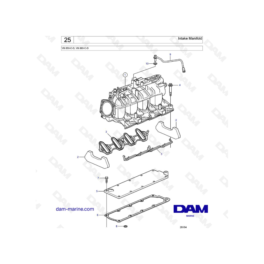 Volvo Penta V8-350 / V8-380 - Intake Manifold Volvo Penta V8-350 / V8-380 - Intake Manifold