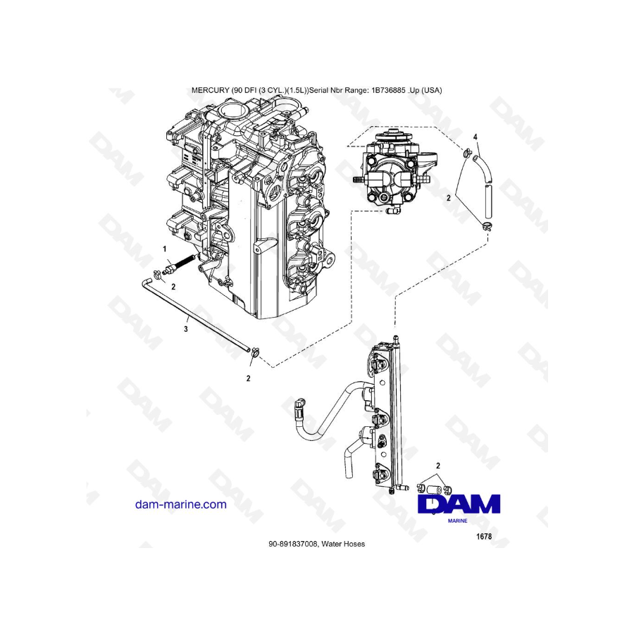 Mercury Optimax 90 - Water Hoses Mercury Optimax 90 - Water Hoses
