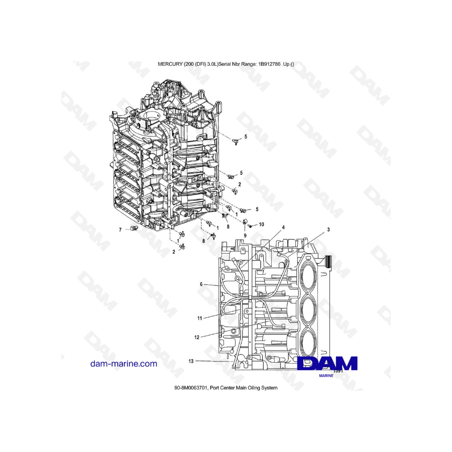 Mercury 200 DFI 3.0L - Port Center Main Oiling System Mercury 200 DFI 3.0L - Port Center Main Oiling System