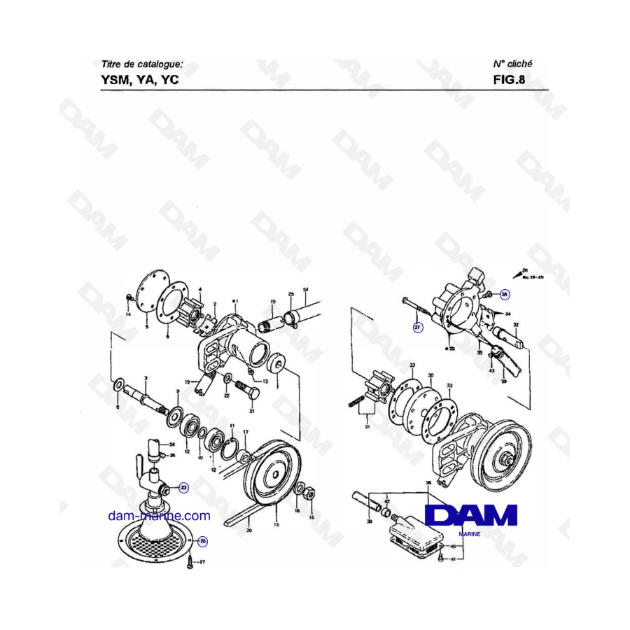 Yanmar YSM8 / YSM12 - COOLING WATER PUMP, BILGE PUMP & KINGSTON COCK