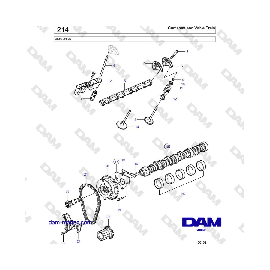 Volvo Penta V8-430 - Camshaft and Valve Train Volvo Penta V8-430 - Camshaft and Valve Train