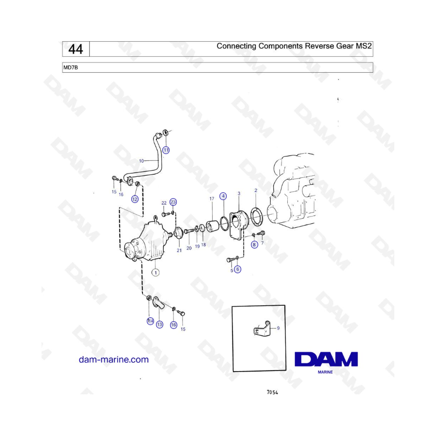 Volvo Penta MD7B - Componentes de conexión Marcha atrás MS2