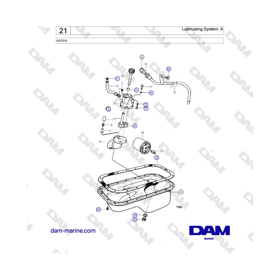 Volvo Penta AQ151A - Lubricating System: A 