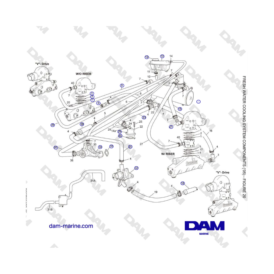 Crusader 5.0L / 5.7L 2002-2005 MY - FRESH WATER COOLING SYSTEM COMPONENTS (‘05)