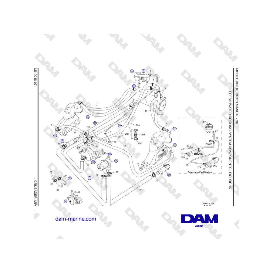 Crusader MP6.0L SN 670001 -  FRESH WATER COOLING SYSTEM COMPONENTS