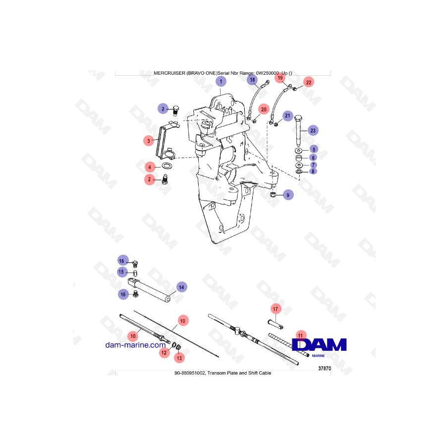 Vue éclatée Platine intérieure Embase Mercruiser Bravo 1 Vue éclatée Platine intérieure Embase Mercruiser Bravo 1