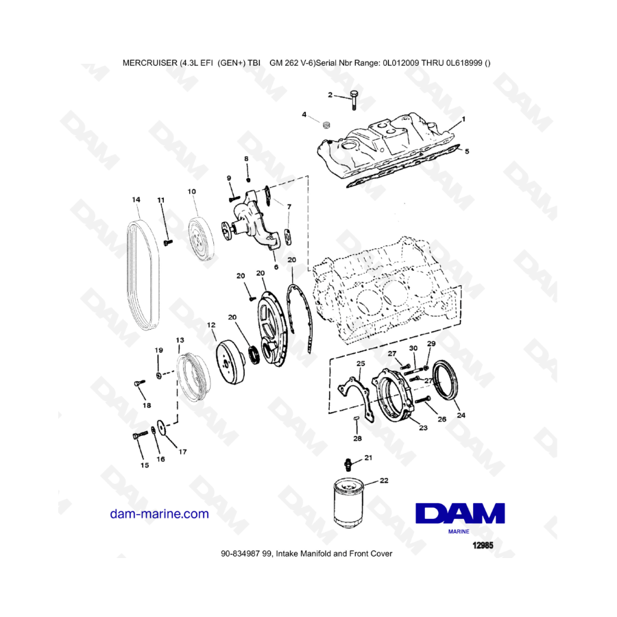 MERCRUISER 4.3L EFI - Intake manifold & front cover MERCRUISER 4.3L EFI - Intake manifold & front cover