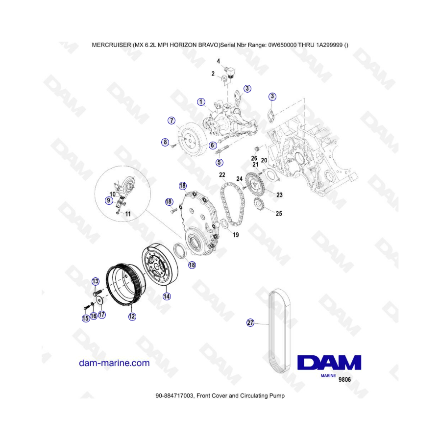 MERCRUISER 6.2L MPI - Front cover " circulating pump