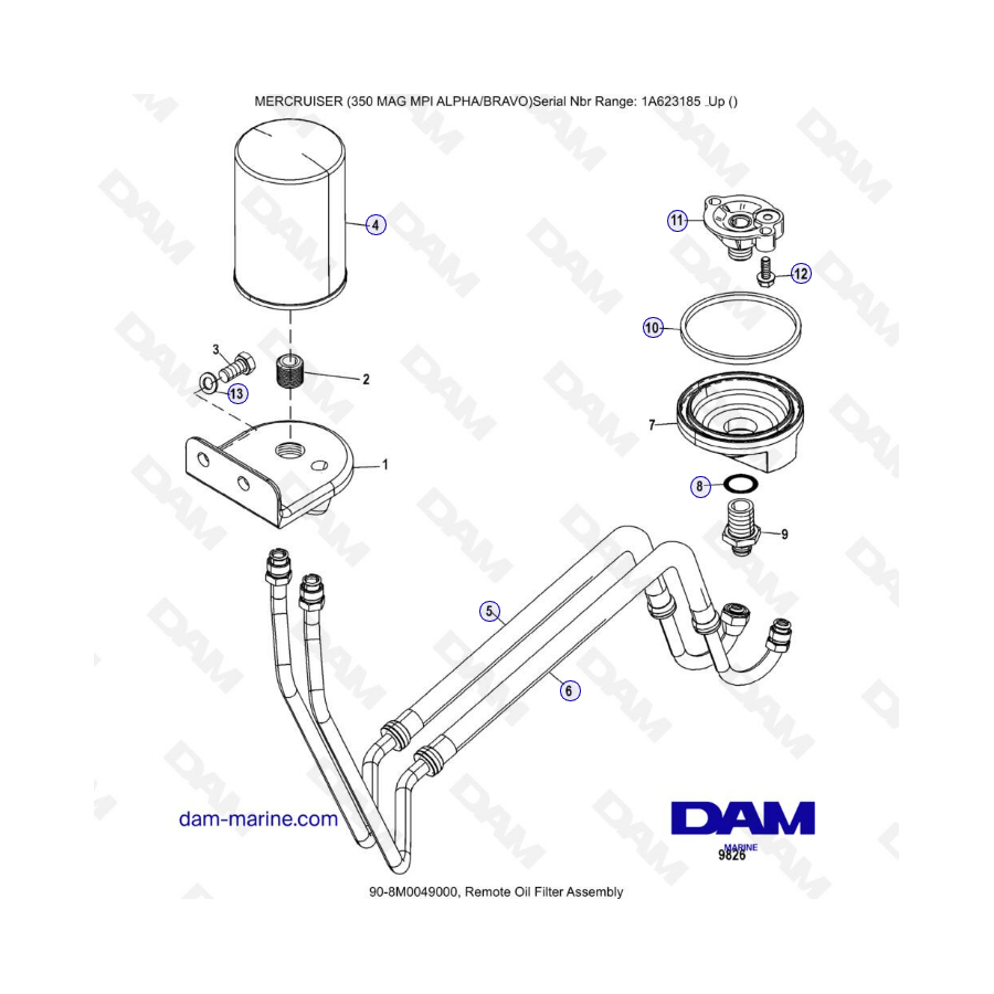 MERCRUISER 350 MAG MPI - Remote oil filter assembly
