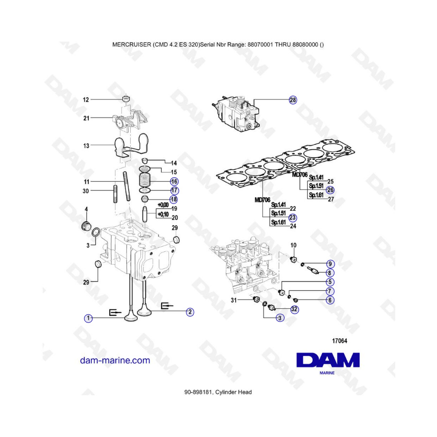 MERCRUISER CMD 4.2 ES 320 - Cylinder Head