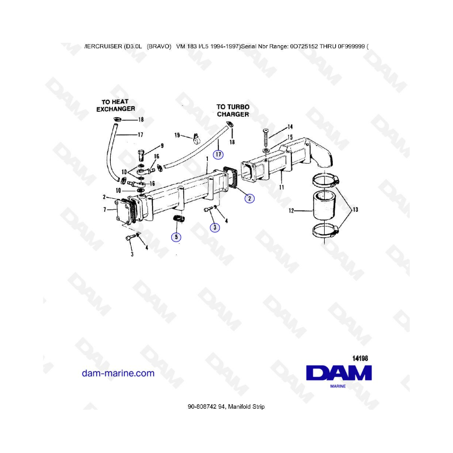 MERCRUISER D3.0L – Manifold strip