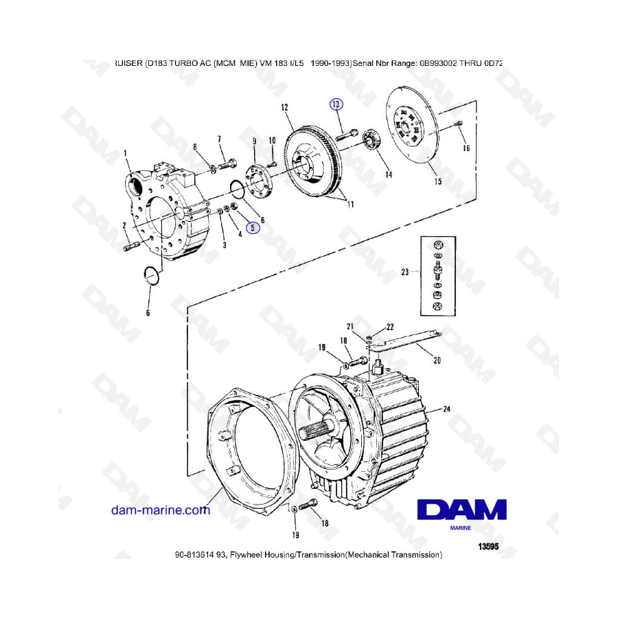MERCRUISER D183 TURBO AC - Flywheel housing & transmission (mecha)