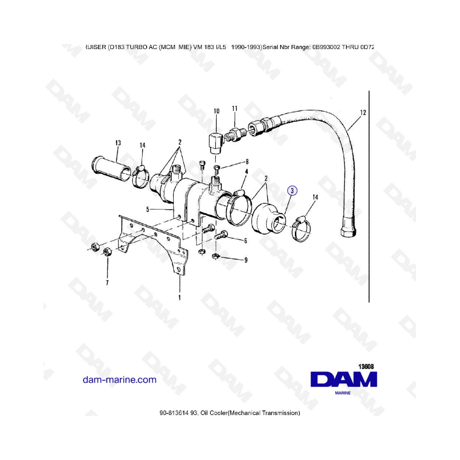 MERCRUISER D183 TURBO AC Oil Cooler (Mechanical)