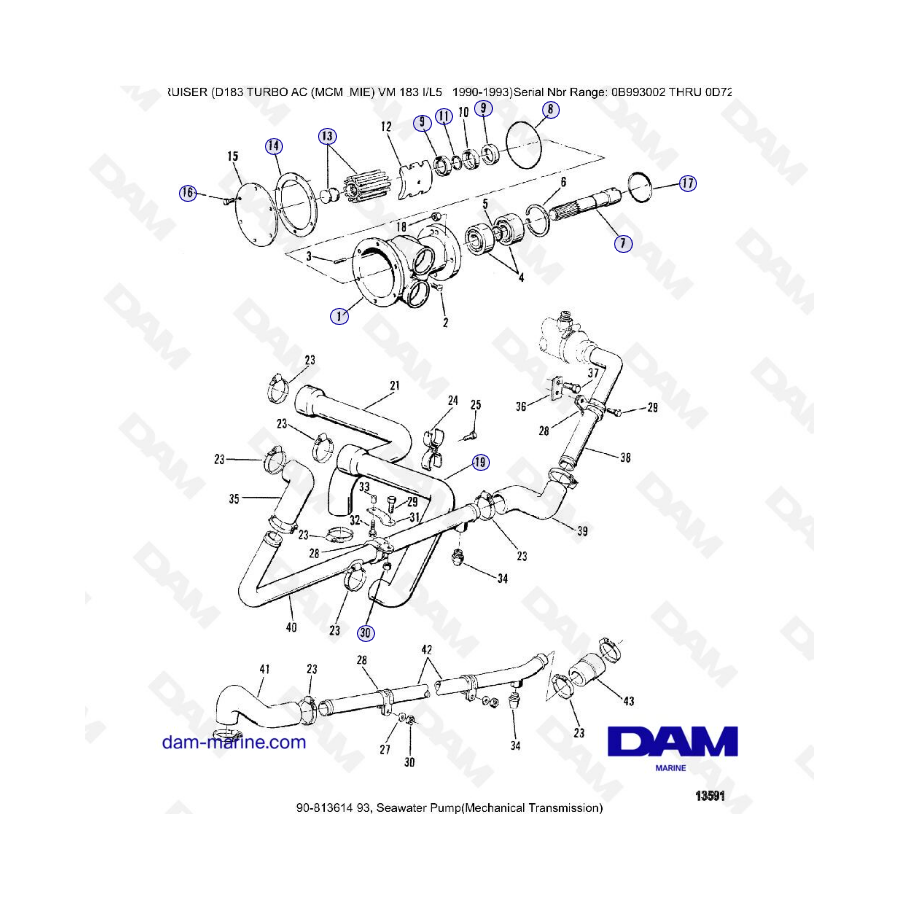 MERCRUISER D183 TURBO AC - Seawater pump (mechanical transmission)