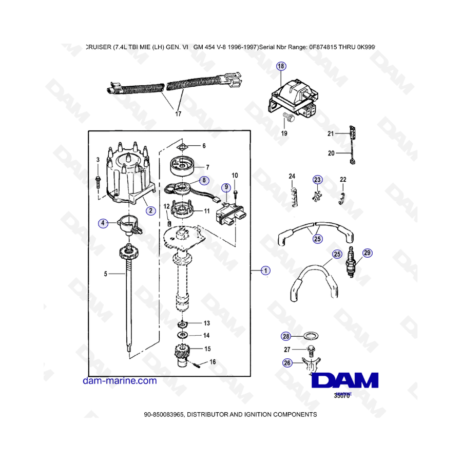 MERCRUISER 7.4L EFI TBI - Distributor & ignition components MERCRUISER 7.4L EFI TBI - Distributor & ignition components