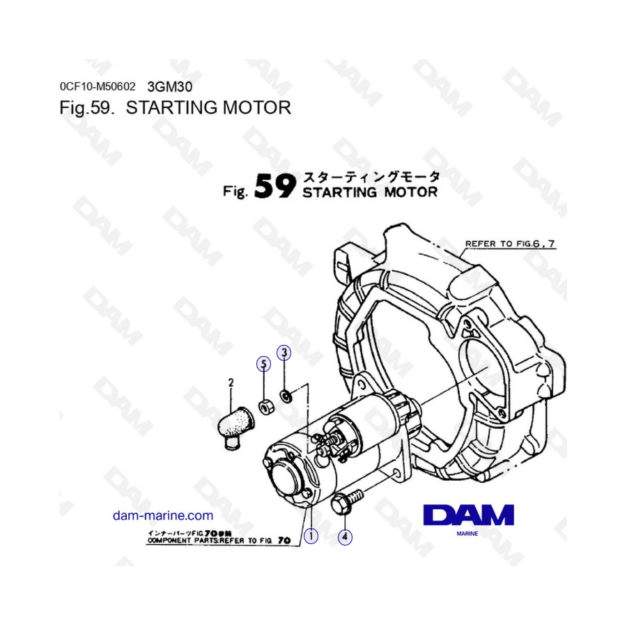 Yanmar 3GM30/3GM30F - Starting motor Yanmar 3GM30/3GM30F - Starting motor