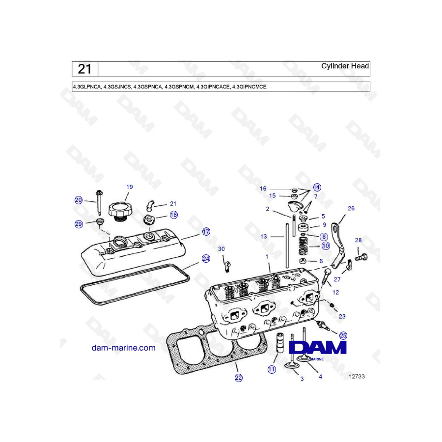 Volvo Penta 4.3L GS - Cylinder head Volvo Penta 4.3L GS - Cylinder head