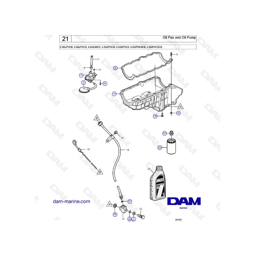Volvo Penta 4.3L GS - Oil pan & Oil pump