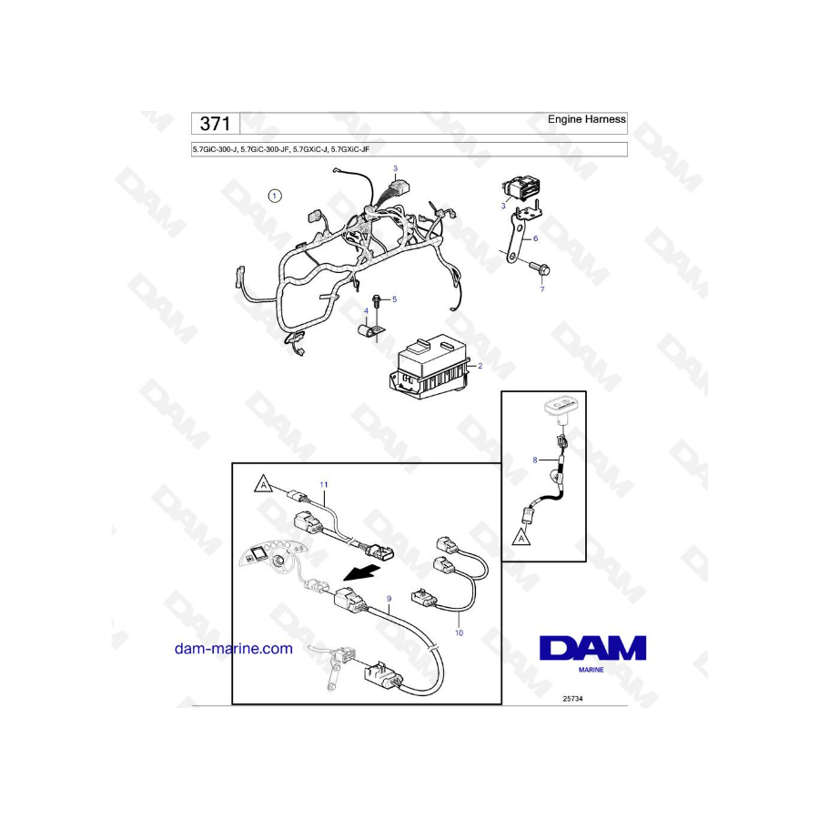 Volvo Penta 5.7L GXI - Engine harness Volvo Penta 5.7L GXI - Engine harness