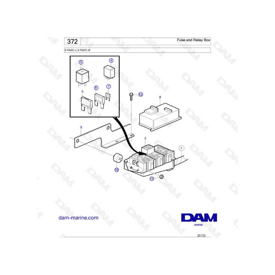 Volvo Penta 5.7L GXI - Fuse & Relay box 