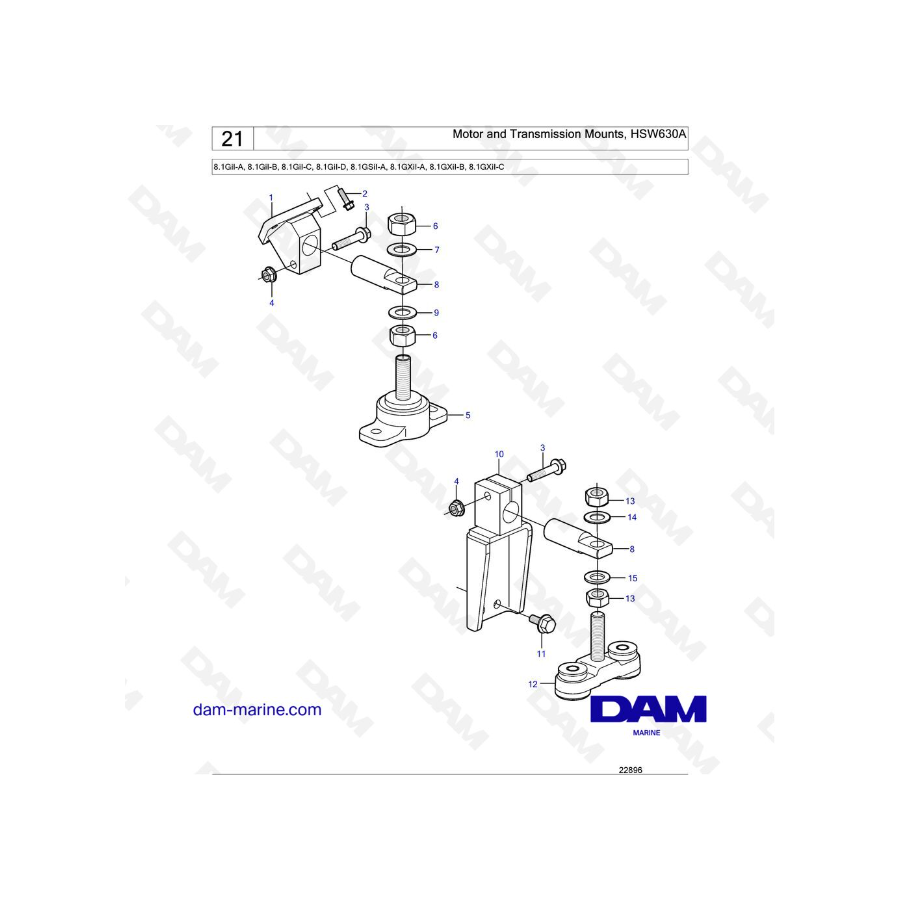 Volvo Penta 8.1l GI - Motor and transmission Mounts HSW630A