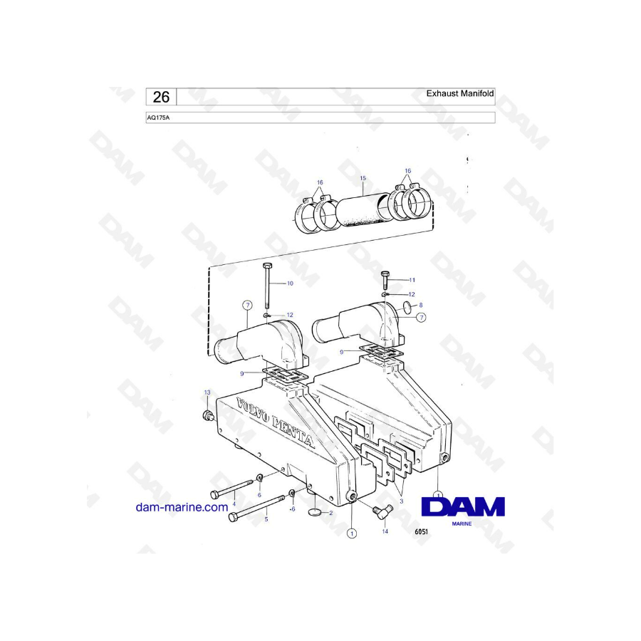 Volvo Penta AQ175 - Exhaust manifold
