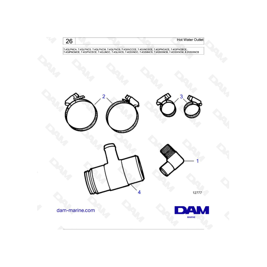 Volvo Penta 7.4L GL - Hot Water Outlet Volvo Penta 7.4L GL - Hot Water Outlet
