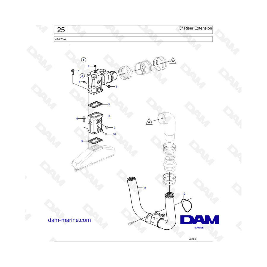 Volvo Penta V8-270 - 3" Riser Extension Volvo Penta V8-270 - 3" Riser Extension