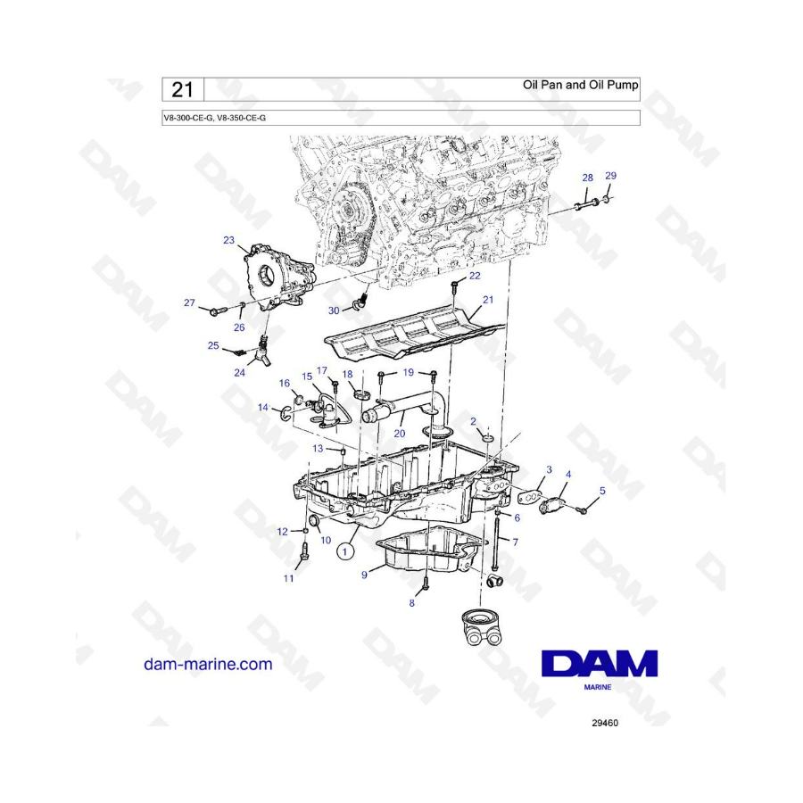 Volvo Penta V8-300 - Oil pan & oil pump Volvo Penta V8-300 - Oil pan & oil pump