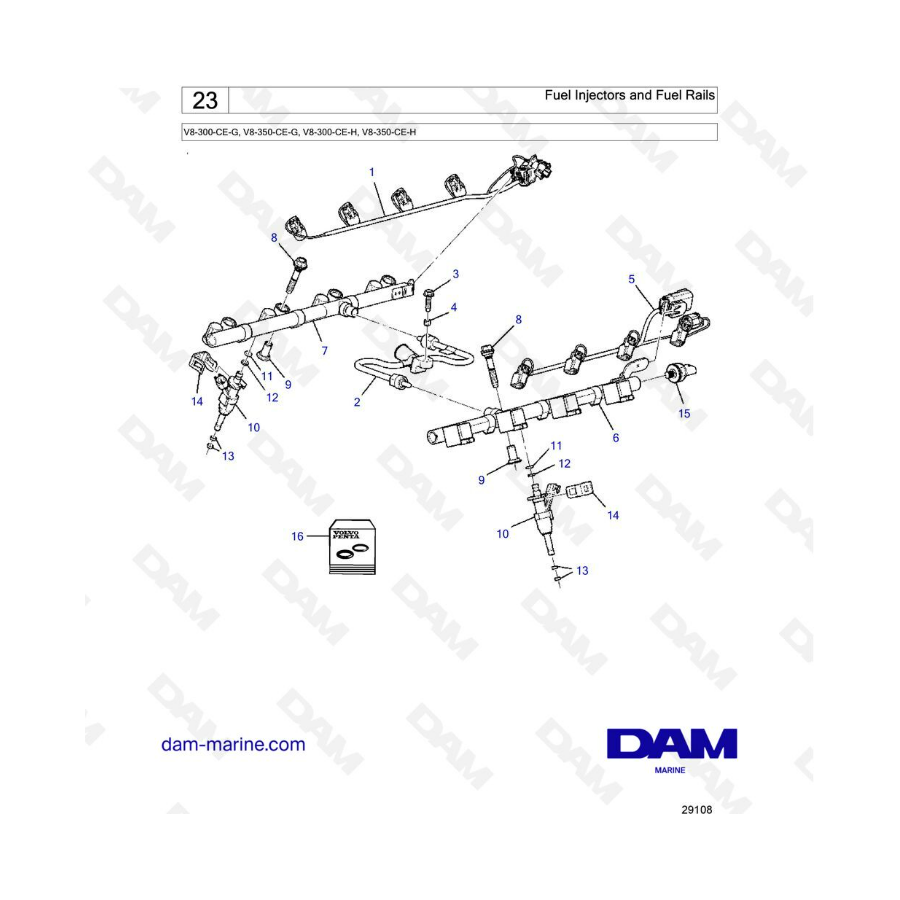 Volvo Penta V8-300 - Fuel injectors & fuel rails Volvo Penta V8-300 - Fuel injectors & fuel rails