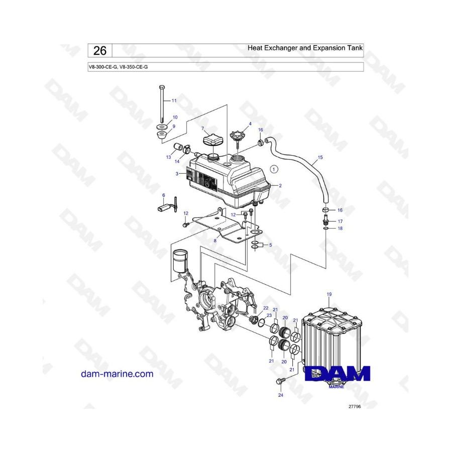 Volvo Penta V8-300 - Heat exchanger & expansion tank 