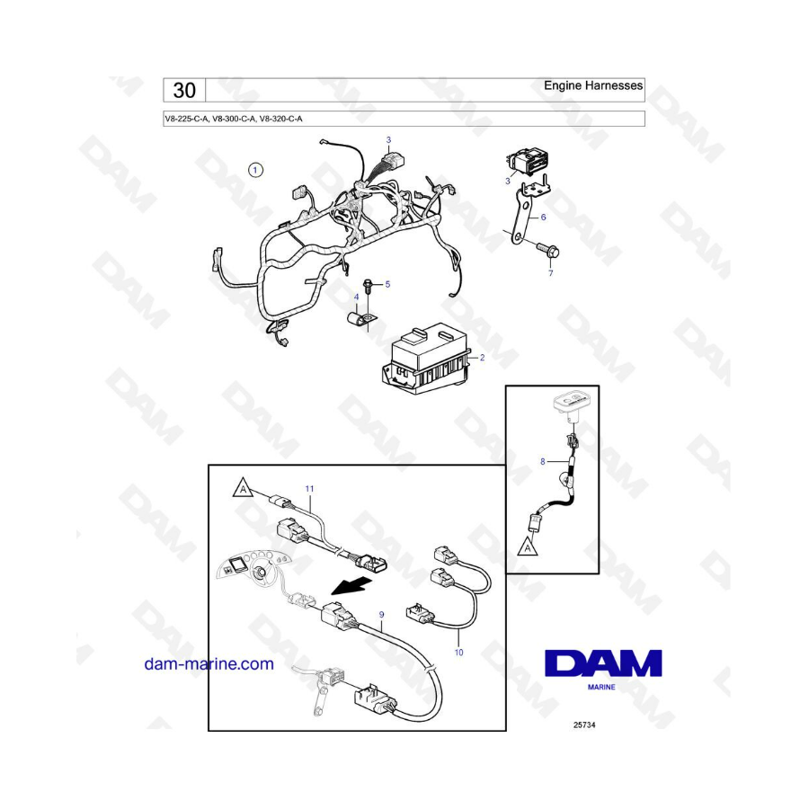 Volvo Penta V8-225 - Engine harnesses Volvo Penta V8-225 - Engine harnesses