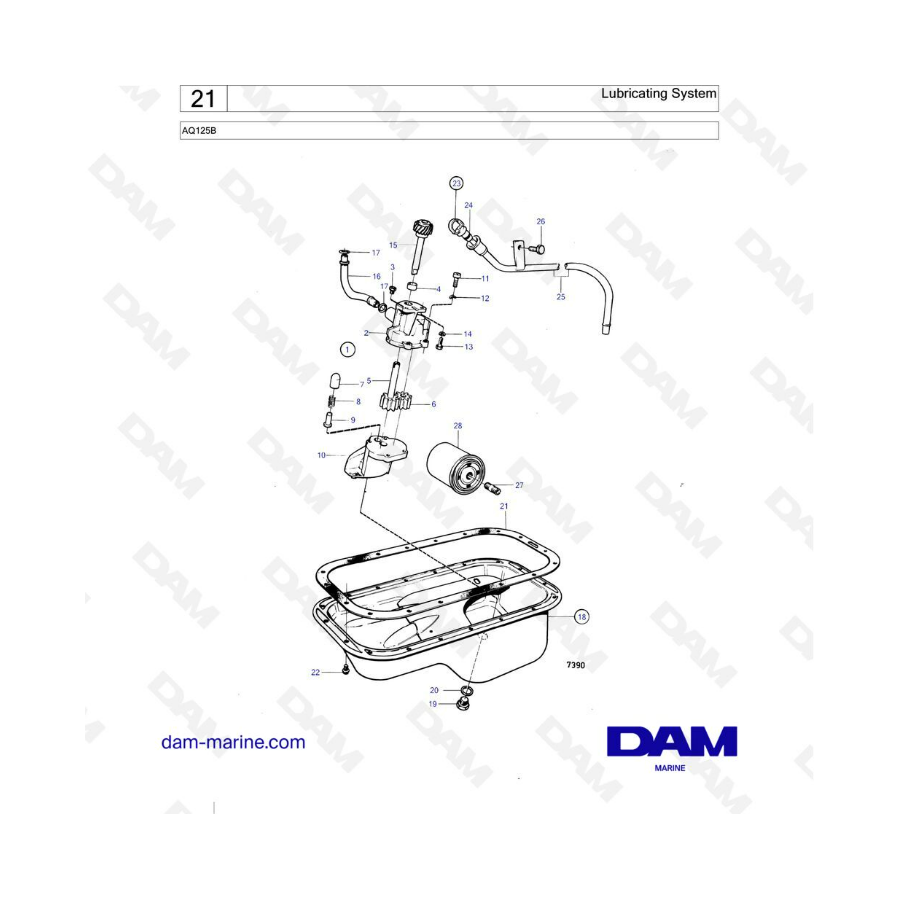 Volvo Penta AQ145 - Lubricating system Volvo Penta AQ145 - Lubricating system