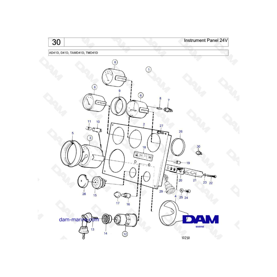 Volvo Penta AD41D / D41D / TAMD41D / TMD41D - Instrument panel 24V 