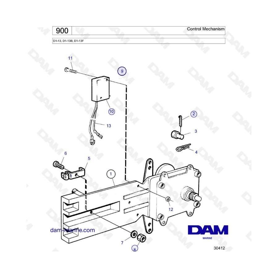 Volvo Penta D1-13 / D1-13B / D1-13F - Control mechanism 
