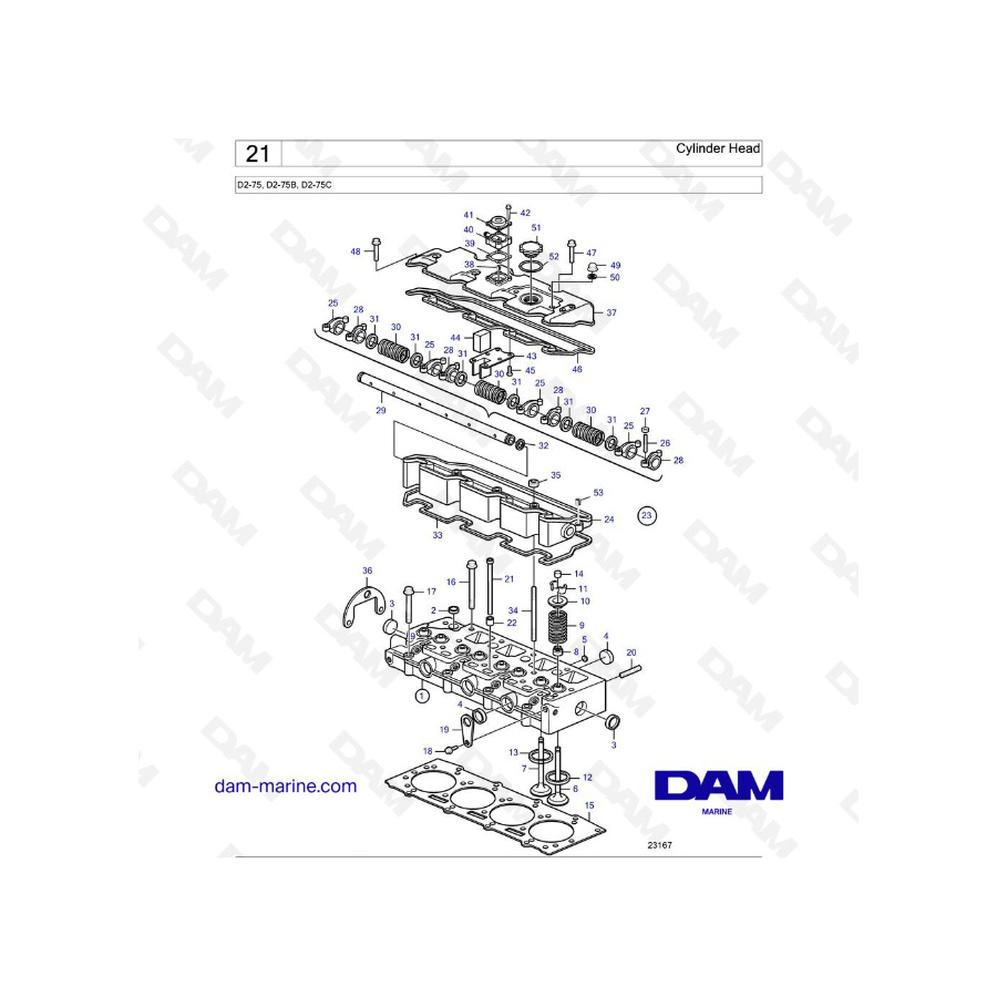 Volvo Penta D2-75 / D2-75B / D2-75C - Cylinder Head Volvo Penta D2-75 / D2-75B / D2-75C - Cylinder Head