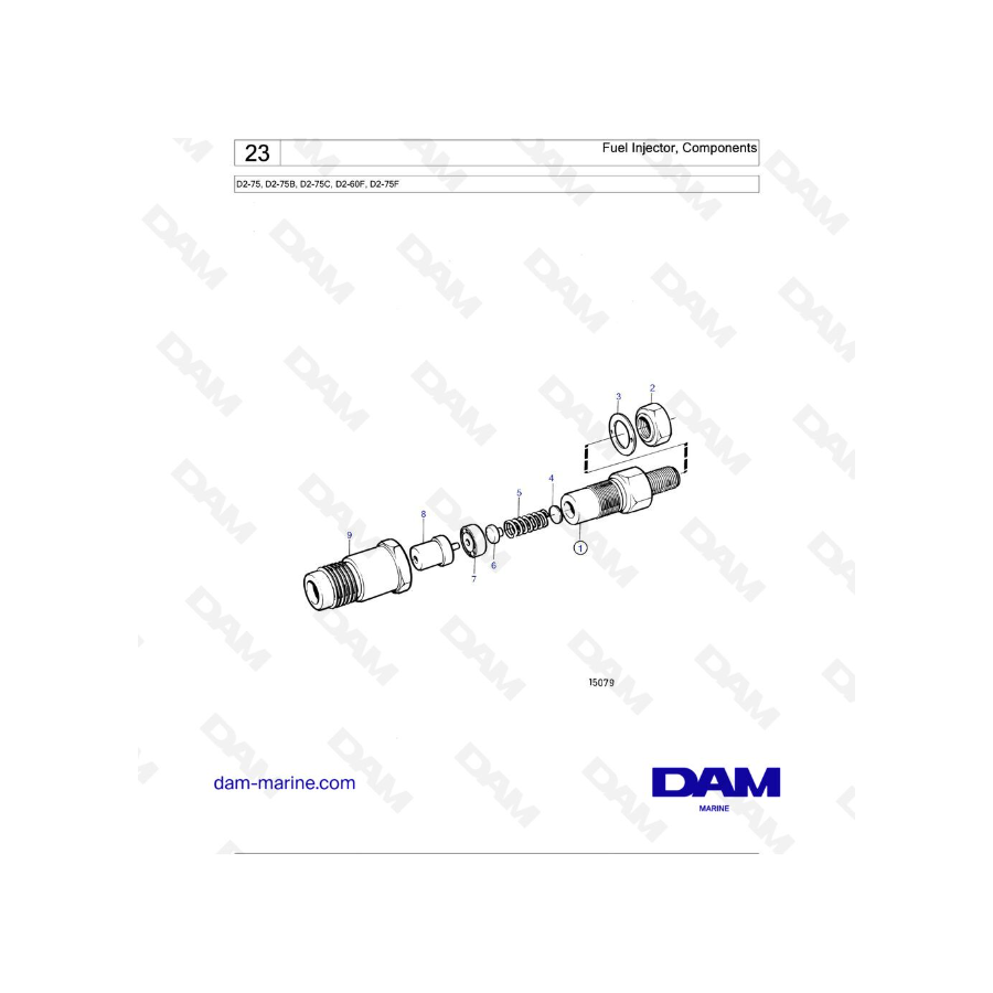 Volvo Penta D2-75 / D2-75B / D2-75C / D2-60F / D2-75F - Fuel Injector, Components