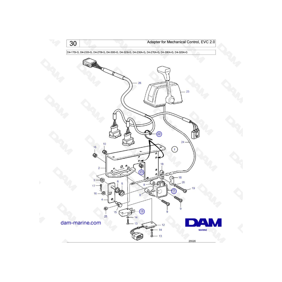 Volvo Penta D4-175I-G / D4-230I-G / D4-270I-G / D4-300I-G / D4-320I-G / D4-150A-G / D4-230A-G / D4-270A-G - Adapter for 