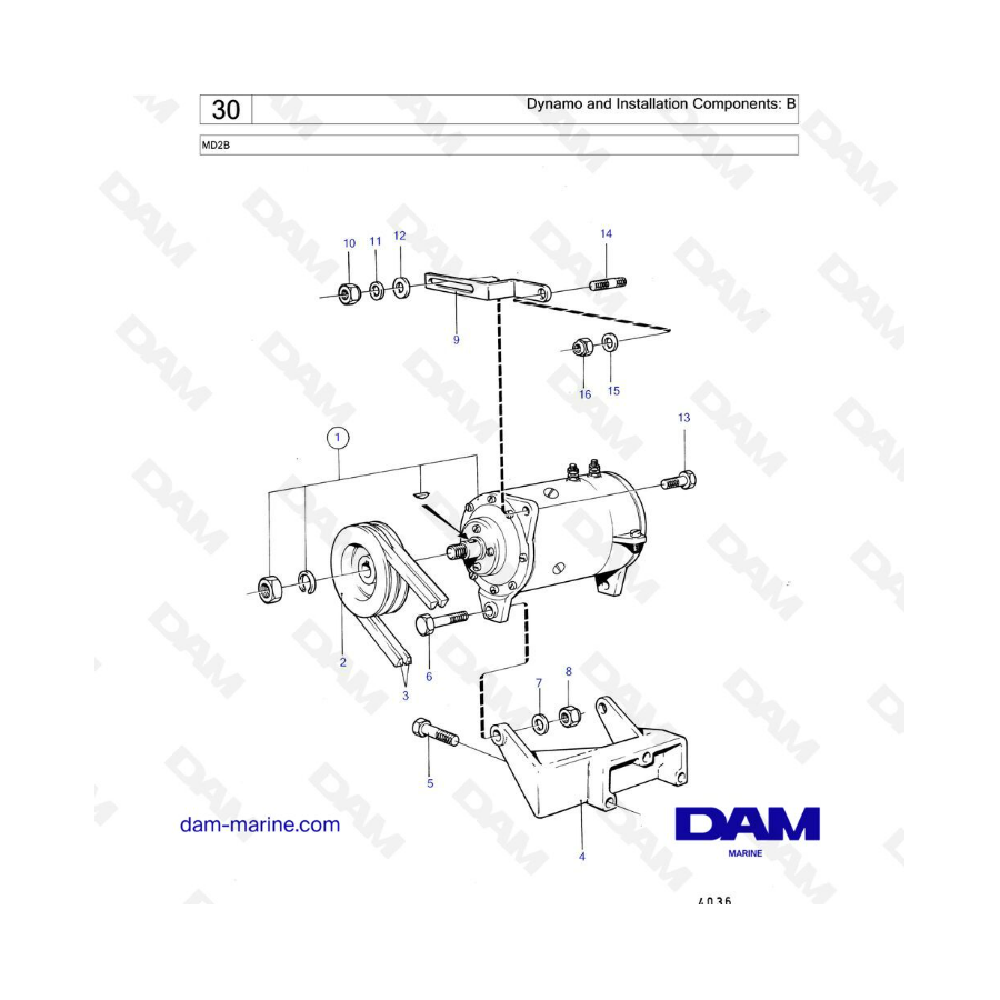 Volvo Penta MD2B - Dynamo & installation components: B 