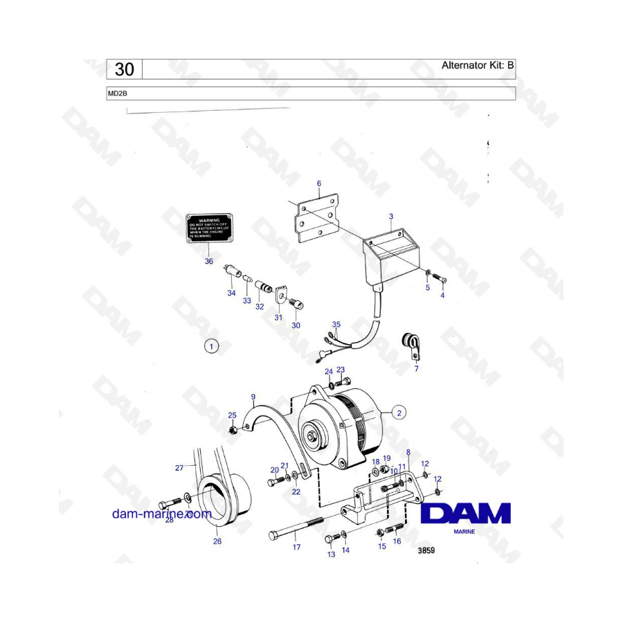 Volvo Penta MD2B - Alternator Kit: B 
