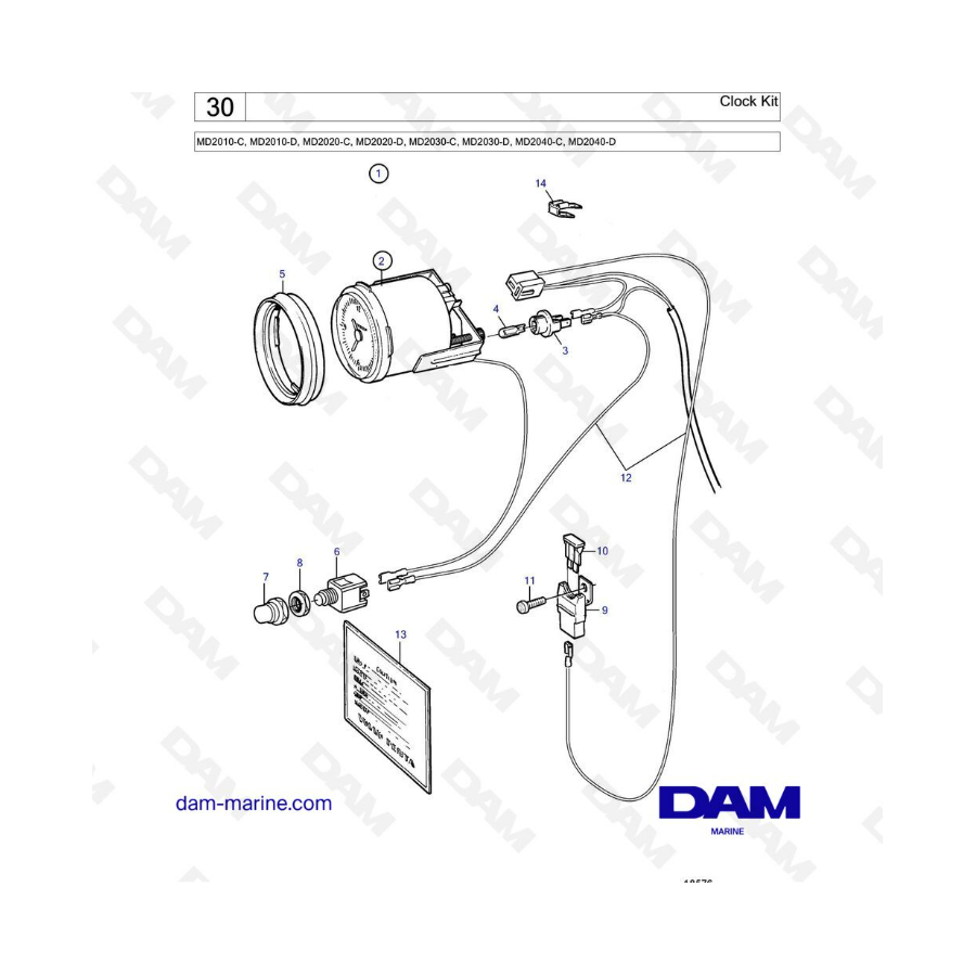 Volvo Penta MD2010-C-D / MD2020-C-D / MD2030-C-D / MD2040-C-D - Clock kit 