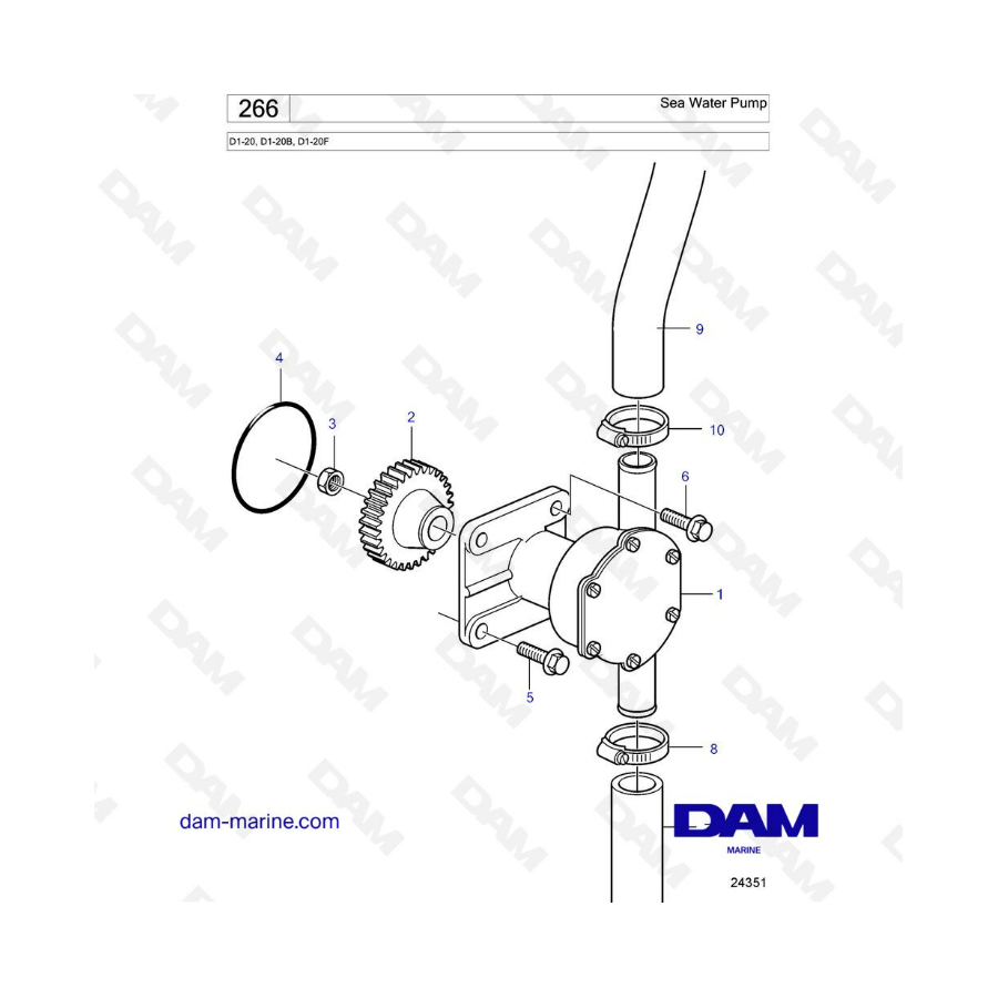 Volvo Penta D1-20/D1-20B/D1-20F-Sea Water Pump 